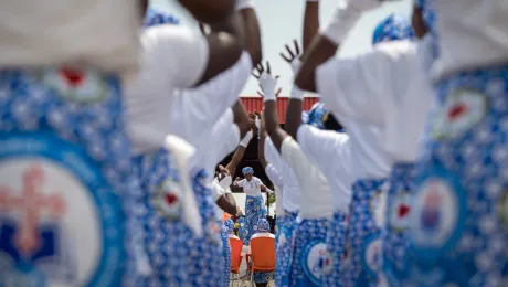 19 February 2025, Demsa, Adamawa State, Nigeria: Women's choir performs as people gather for the 100th annual convention of the Lutheran Church of Christ in Nigeria.