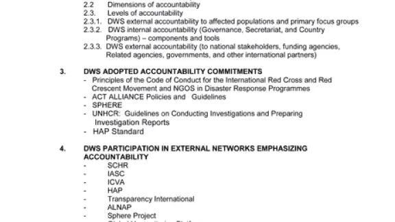 LWF/DWS Accountability Framework