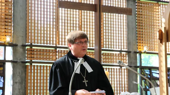 Bishop Dr TamÃ s Fabiny preaches at the Council 2013 opening worship in Geneva. Â© LWF/M. Haas