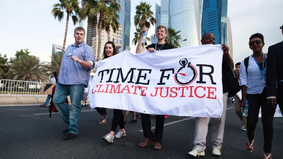 LWF delegation to the COP18 in Doha, Qatar, in 2012. Photo: LWF/Sidney Traynham