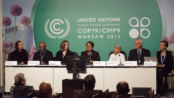 Interreligiöse Pressekonferenz im Rahmen von COP-19. Foto: LWB/Sean Hawkey