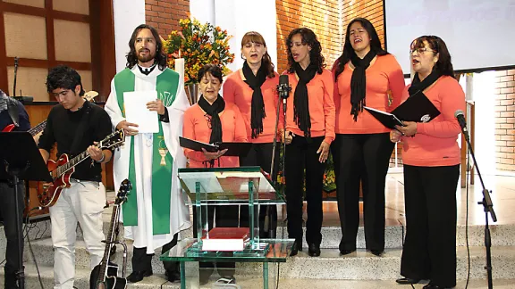  Choir from IELCO's San Lucas congregation during one of the LWF Council Sunday worship services in BogotÃ¡ Â© LWF/Milton Blanco