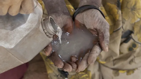 Many of those displaced rely on untreated water from swamps and rivers. The LWF provides water treatment tablets to purify drinking water. Photo: Melany Markham