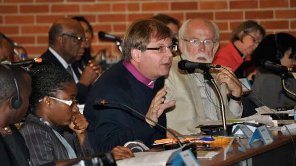 Bishop Dr TamÃ¡s Fabiny, The Evangelical-Lutheran Church in Hungary, responds to Council 2012 committee reporting. Â© LWF/Edwin Mendivelso