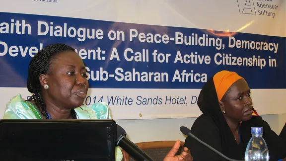 (left to right) Dialogue participants Helen Haggai and Amina Ahmed. Photo: LWF/I. Benesch