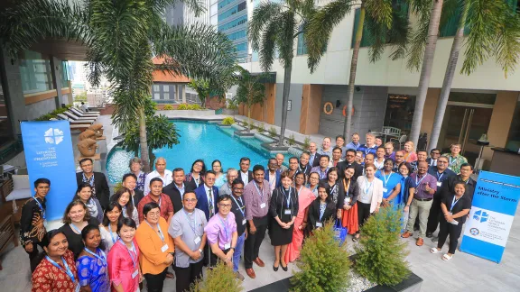 Participants in the Asia Church Leadership Conference gather outside the conference venue in Bangkok, Thailand. Photo: LWF/J.C. ValerianoÂ 