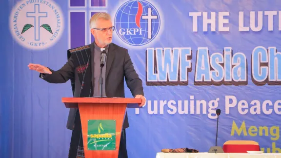 LWF General Secretary, Rev. Dr Martin Junge speaks at the opening session of the Asia Church Leadership Conference in Pematang Siantar. Photo: LWF/Isaac Henry