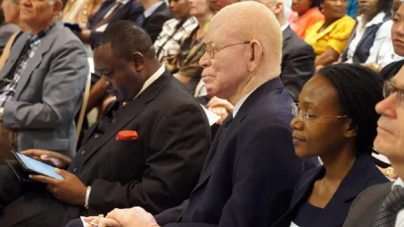 Bishop emeritus Dr Zephania Kameeta, ELCRN, at the symposium. Photo: LWF/H. Martinussen