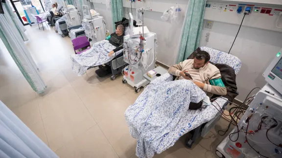 Patients receive Dialysis treatment at the Augusta Victoria Hospital. Photo: LWF/Albin Hillert.