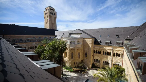 Luftbild des Auguste-Victoria-Krankenhauses in Jerusalem. Foto: LWB/M.Renaux