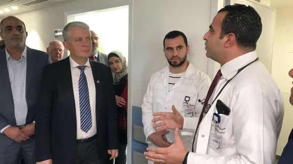 The Secretary General of NCA receiving a detailed briefing from the doctors and nurses at AVH. Photo: NCA 