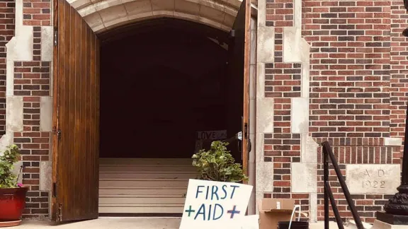 The doors of Holy Trinity in Minneapolis remained opened 24-hours supplying first aid to protestors and food to the community. Photo: Holy Trinity Lutheran Church/D. Rojas Martinez