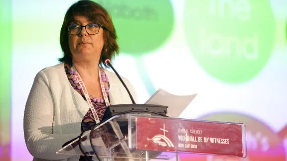 Rev Dr Elaine Neuenfeldt holding a bible study at the CEC General Assembly. Photo: Mladen Trkulja/CEC