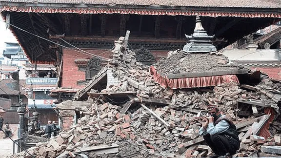 Earthquake destruction in Durbar Square in Bhaktapur, Nepal. Photo: LWF/C. KÃ¤stner