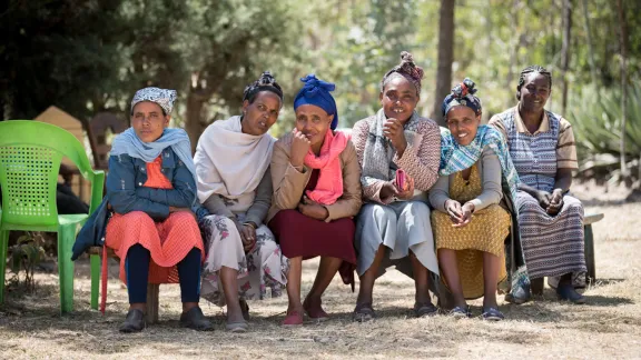 Participants in the womenâs self-help group Tesfa (âhopeâ) gather for the day. All photos: LWF/Albin Hillert