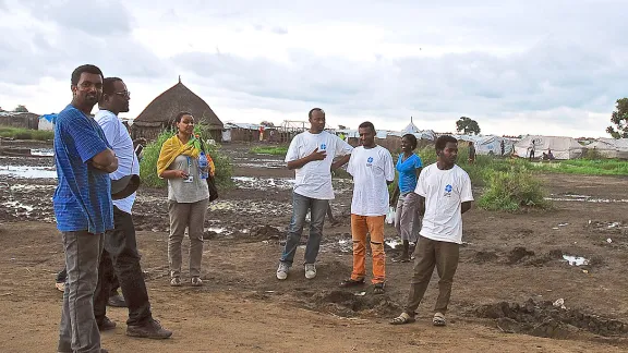 Das LWB-Team im Flüchtlingslager im äthiopischen Gambella. Foto: LWB/AWD-Äthiopien