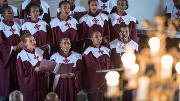 Ein Chor der Evangelischen Kirche Mekane Yesus in Addis Abeba, Äthiopien. Fotos: LWB/Albin Hillert