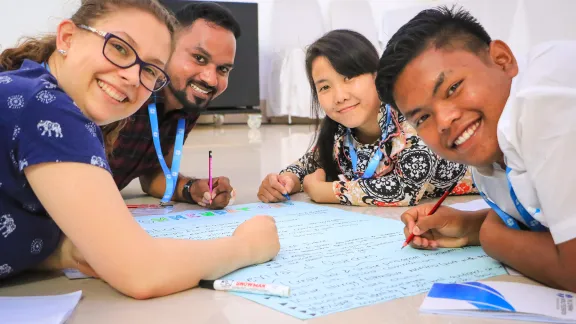 A group of participants at the 2019 regional meeting of the Global Young Reformers Network in Asia, in Pematang Siantar, Indonesia. Photo: LWF/ Johanan Celine Valeriano 