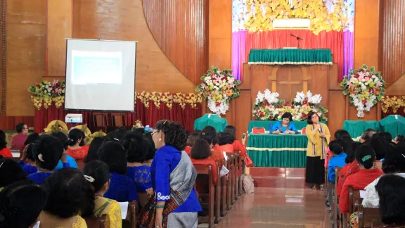 Women from the Christian Protestant Church in Indonesia (GKPI) gathered at a church in Medan City, North Sumatra in August 2019 to hear about ways of implementing the LWFâs Gender Justice Policy in their own local context. Photo: Friztian Tobing