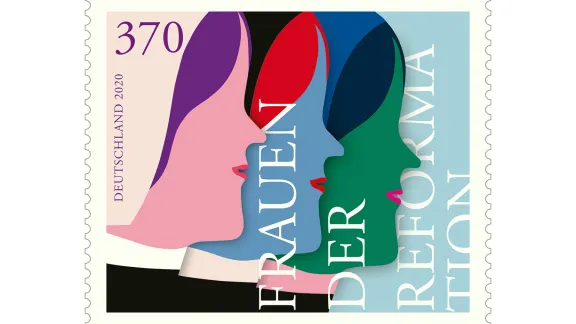 The âWomen of the Reformationâ commemorative stamp was designed by Susann Stefanizen and presented to the public in the Market Church in Hannover, Germany. Photo: Federal Ministry of Finance