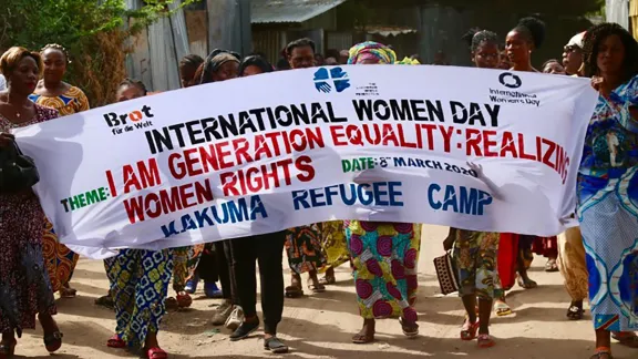 Women in Kenyaâs Kakuma refugee camp, where LWF is the main implementing partner for UNHCR, celebrate International Womenâs Day 2020. Photo: LWF Kenya/Akbar