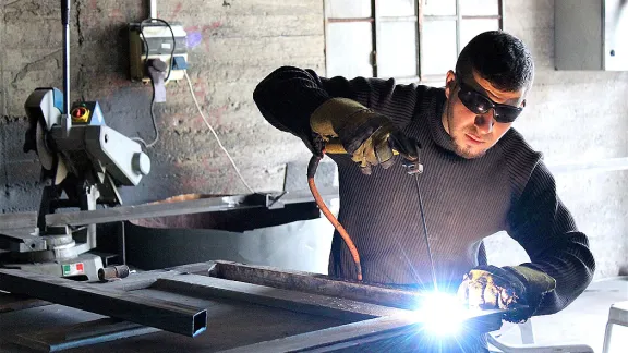 Yousef has opened a metal workshop in Ash-Shuyuk and provides employment to his brother. Photo: LWF Jerusalem/T. Montgomery