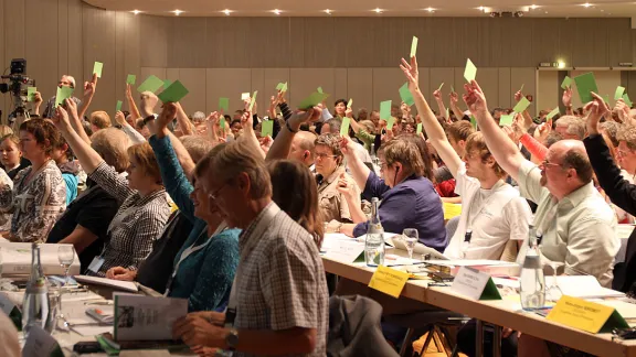 At five consecutive Assemblies, LWF member churches stated their common goal of including women in the ordained ministry. A plenary vote during the 20-27 July 2010 LWF Eleventh Assembly in Stuttgart, Germany. LWF/J. Latva-Hakuni