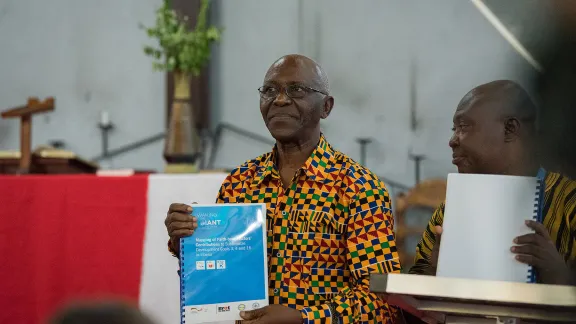 Liberias Bildungsminister, Professor Ansu Sonii, während der Tagung in Liberia. Foto: LWB/ Albin Hillert