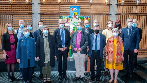 Diocese of Lund Bishop Johan Tyrberg and a delegation of pastors and deans visiting the LWF Communion Office, hosted by General Secretary Rev. Dr Martin Junge. Photo: LWF/S. Gallay