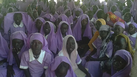 A fully attended classroom with school girls going on with learning unperturbed by the security situation. Photo: LWF South Sudan