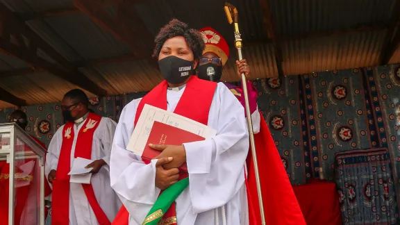 Rev. Bertha Godfrey Munkhondya is the first woman ordained in the Evangelical Lutheran Church in Malawi. Photo: David Mangâenda/ALCINET 