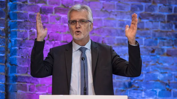 LWF General Secretary Martin Junge speaking at the farewell-event for the outgoing President of Bread for the World, Cornelia FÃ¼llkrug-Weizel. Photo: Hermann Bredehorst/Brot fÃ¼r die Welt