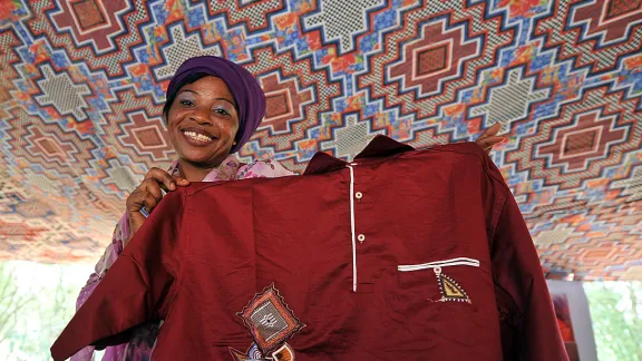 Armed with tailoring skills taught by the LWF, Congolese refugee Bolozi Nzenze Budiaki has the chance to support her family in new home, Mauritania. Photo: LWF/C. KÃ¤stner