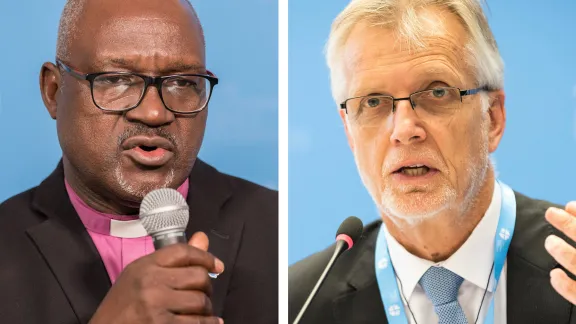 Solidarität und Zusammenarbeit dürfen keine Grenzen kennen, da sich COVID-19 über alle Grenzen hinweg ausbreitet, so LWB-Präsident Musa (l.) und Generalsekretär Junge (r.). Fotos: LWB/A. Hillert