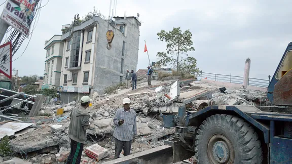 Houses destroyed in Kathmandu, Nepal. Photo: LWF Nepal