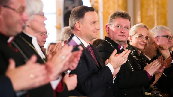 Presiding Bishop Jerzy Samiec (fourth from right) and other church leaders during the Reformation 500 commemoration in Poland. Photo: ELCAC