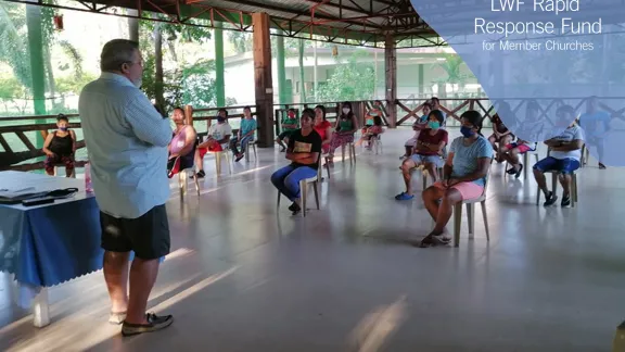 The Lutheran Center in Tiaong, Quezon Province, a Lutheran Church in the Philippines ministry, gathers in April with social distancing. Photo: LCP