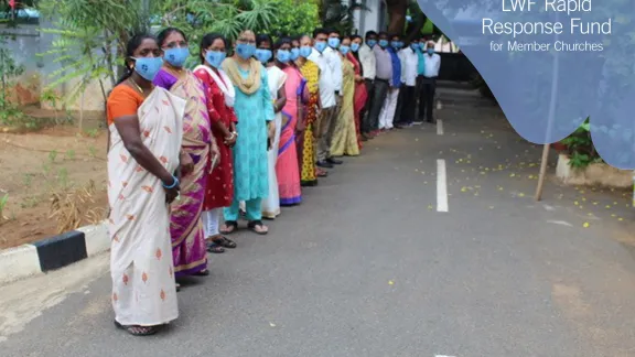 The United Evangelical Lutheran Churches in India staff wearing the Lutheran World Federation face masks. Photo: Rev. A. Joshuva Peter/ UELCI