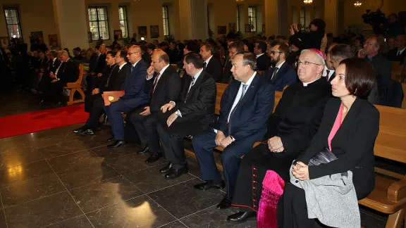 High-level guests at the church service marking the return of the Cathedral St Peter and Paul. Photo: ELKRAS/Elena Djakiwa