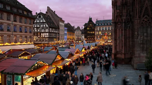 Ansicht des Weihnachtsmarktes in Straßburg, Frankreich. Foto: Photothèque Alsace/Ch. Hamm