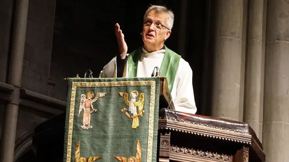 LWF General Secretary Rev Dr. Martin Junge preaching in Nidarosdomen, the cathedral in Trondheim, Norway. Photo: Church of Norway