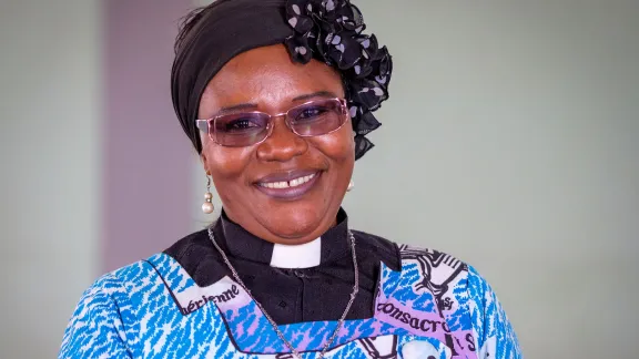 Rev. Dr Jeannette Ada Epse Maina is pictured at the 2018 LWF Council meeting in Geneva. The LWF Council meets yearly and is the highest authority of the LWF between assemblies. It consists of the President, the Chairperson of the Finance Committee, and 48 members from LWF member churches in seven regions. Photo: Albin Hillert/LWF