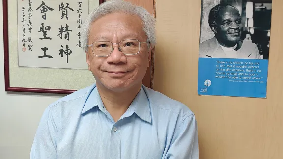 General Secretary of the Chinese Rhenish Church Hong Kong Synod, Mr. Leon Chau in his office in Hong Kong. Photo: CRCHKS