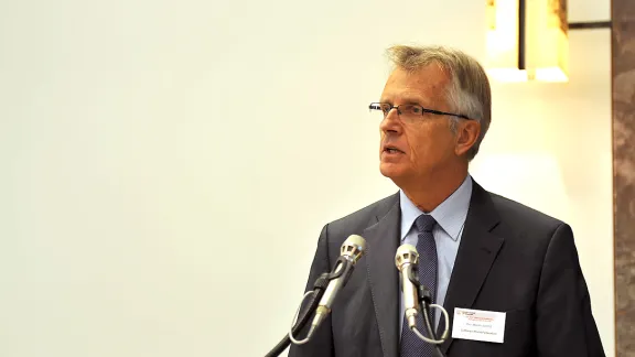 âThe call to protect the vulnerable is part of our deepest faith convictions,â LWF General Secretary Rev. Dr Martin Junge told participants at the Geneva conference. Photo: LWF/S. Gallay