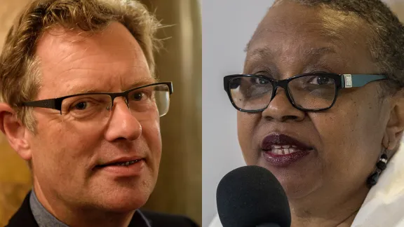 Theology professor Niels Henrik Gregersen (left), from the University of Copenhagen, and Rev. Dr Beverly Wallace, associate professor of congregational and community care at Luther Seminary in St Paul, Minneapolis. Photo: Private / LWF/Albin Hillert 