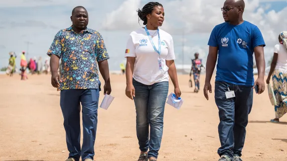 LWF staff in Minawao refugee camp, Cameroon. More than 90 percent of the 8,000 LWF field staff are from the countries they work in, and often part of the communities they serve. Photo: LWF/ A. Hillert