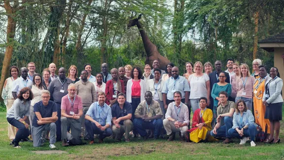 LWF World Service staff meet in Naivasha, Kenya for the 2022 Global Leadership Team Meeting (GLTM) in-person for the first time in three years.Â Photo: LWF/M. RenauxÂ 