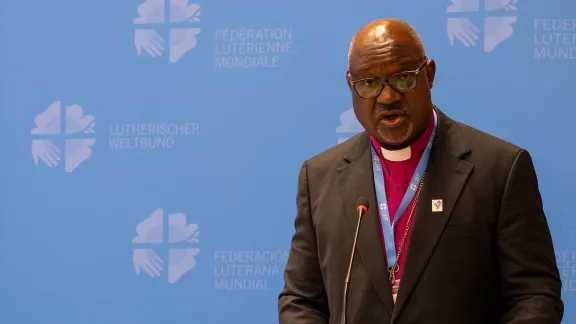 LWF President Archbishop Dr Panti Filibus Musa delivers his address to the Council