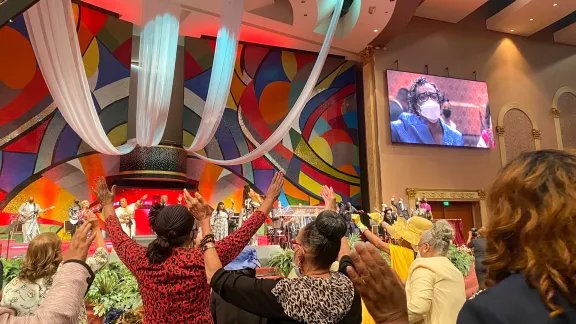 Sunday worship at the West Angeles Church of God in Christ cathedral