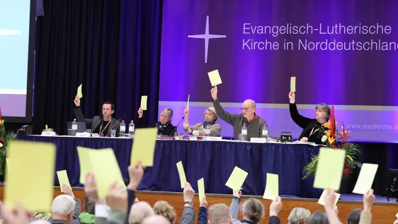 Voting during the synod meeting of the Evangelical Lutheran Church in Northern Germany